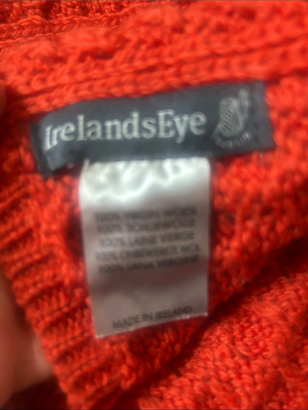 Irelandseye Ireland 100% Wool Aran Cable Knit Throw Blanket Red Orange